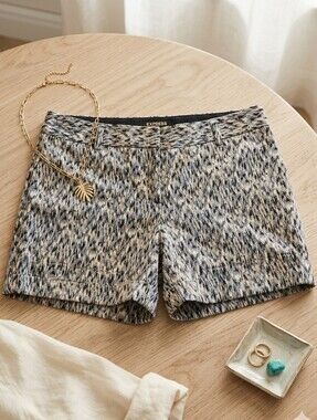 Express Black & White Dressy Classic Cuffed Cotton Shorty Shorts Size 10